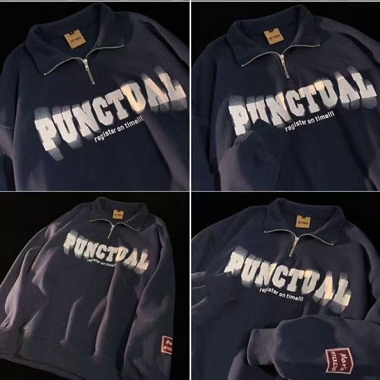 Half zip polo sweatshirt boys long sleeve top ins version