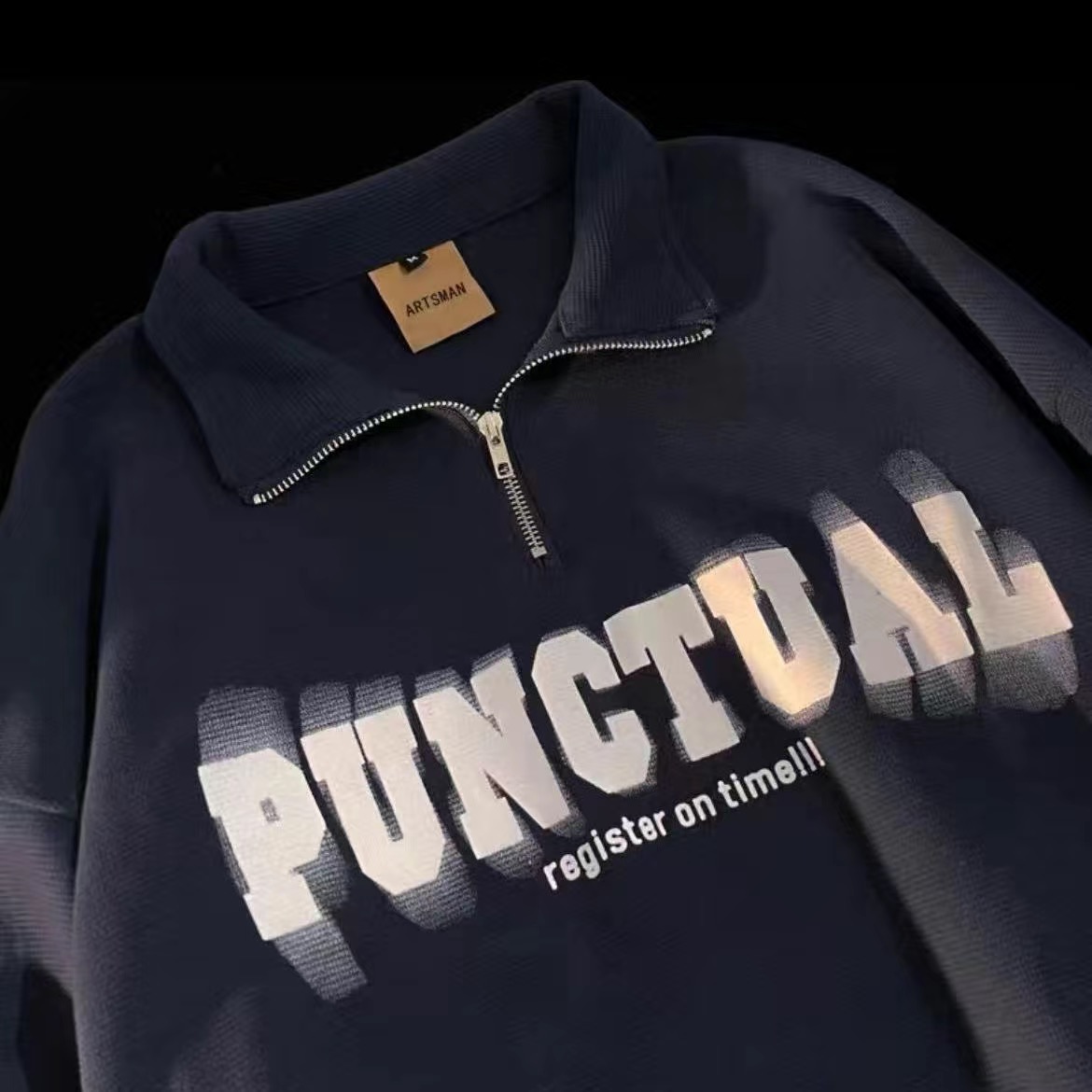 Half zip polo sweatshirt boys long sleeve top ins version