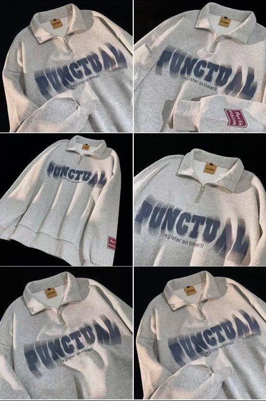 Half zip polo sweatshirt boys long sleeve top ins version