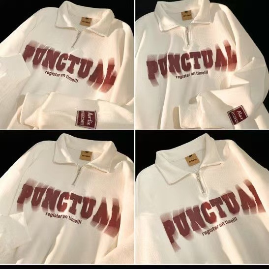 Half zip polo sweatshirt boys long sleeve top ins version